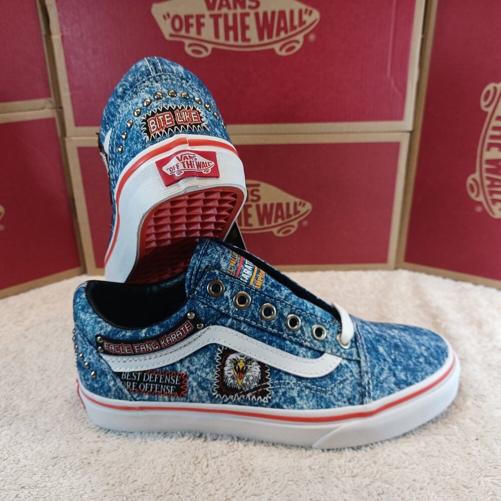 Vans X Men's 4.5/Women's 6 Cobra Kai Old Skool Denim Blue/White VN0A3WKT6GL - Picture 9 of 12
